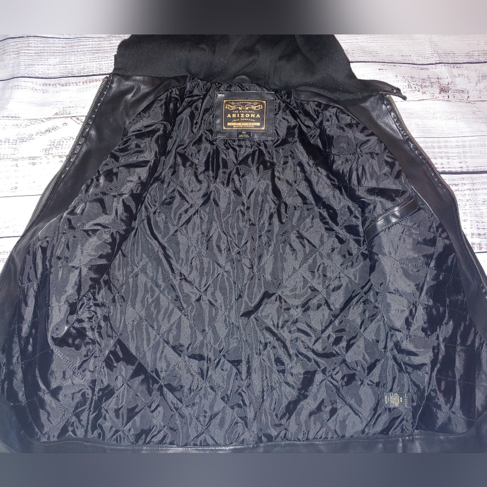 Arizona Faux Leather Hooded Jacket, Size M - Picture 6 of 10